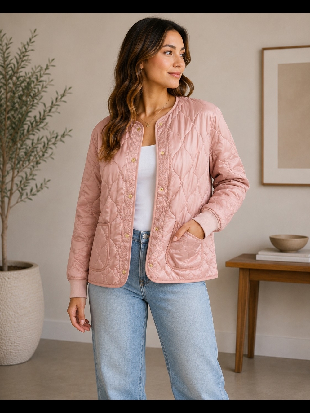 Abercrombie Pale Pink Quilted Women's Jacket
